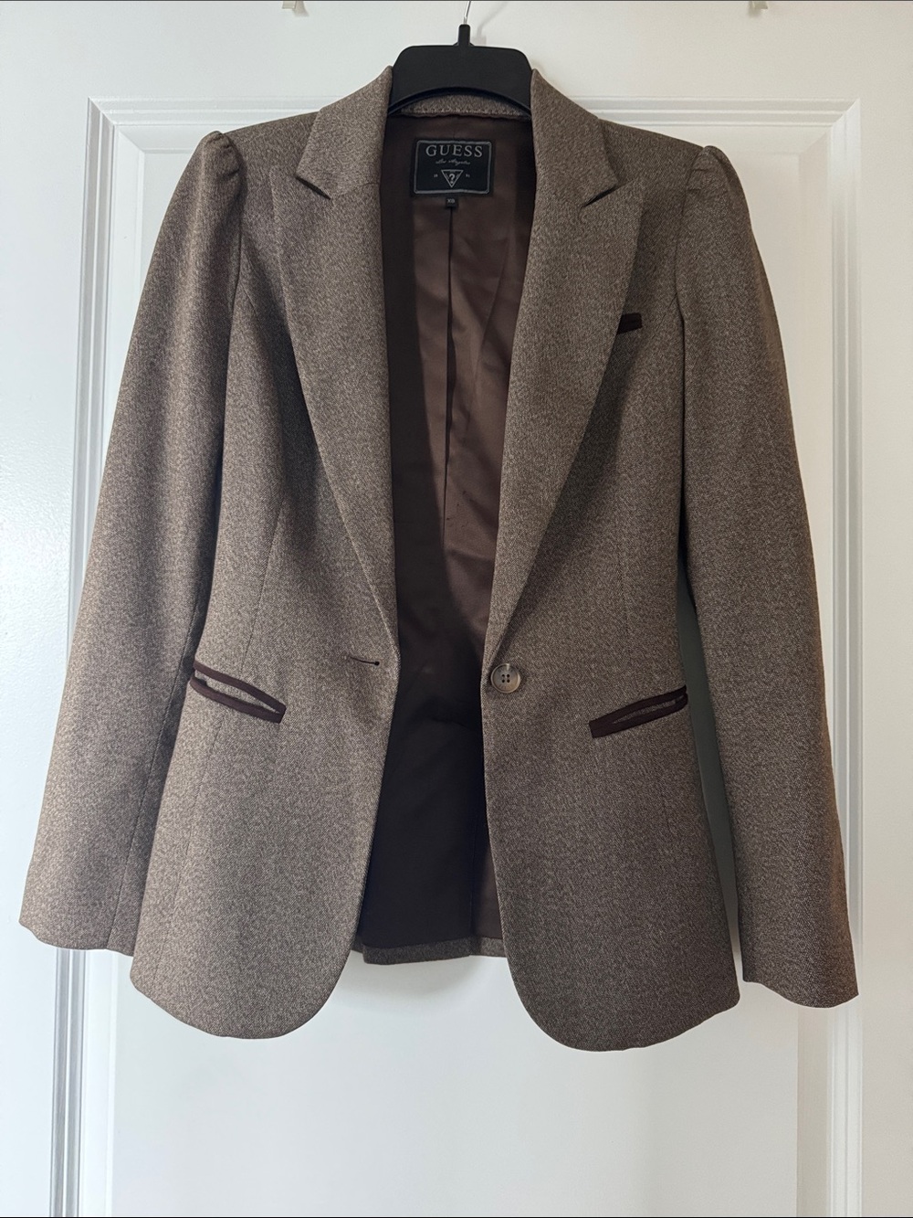 Guess Brown Herringbone Blazer